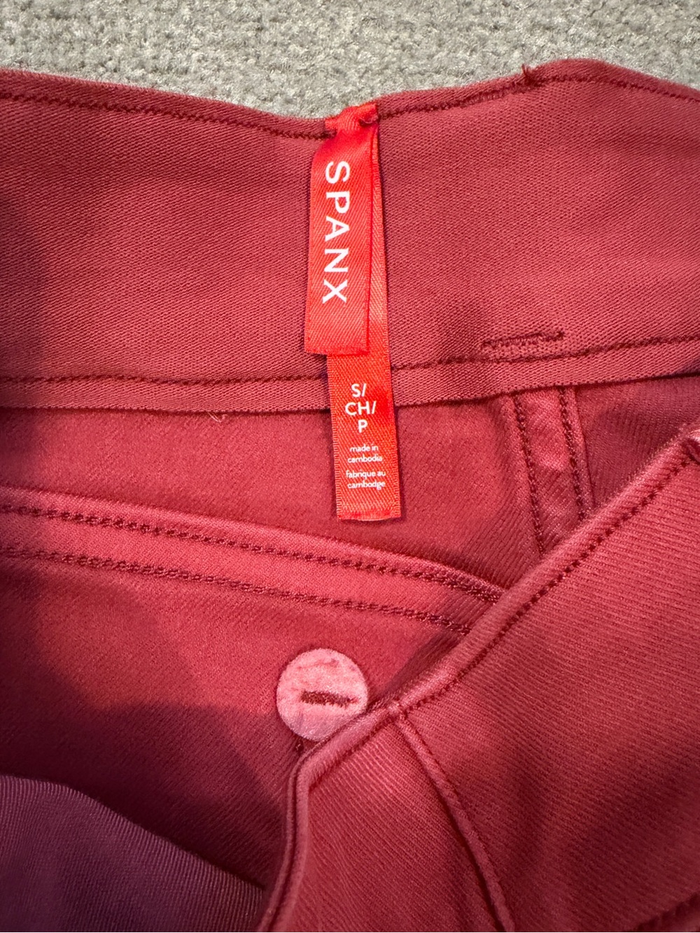 SPANX - Stretch Twill Shorts - Distressed Red- Size Small - Pull On High Waist - Picture 4 of 7